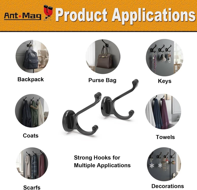 Ant Mag Magnetic Hooks Heavy Duty 140lbs Neodymium Magnet Wall Hooks for Hanging Coats Robes Backpacks Bags Hats Keys Mugs Cups Towels - Image 5